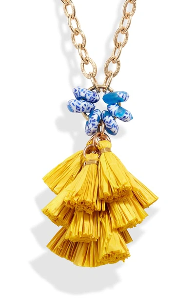 Shop Akola Parker Long Tassel Pendant Necklace In Yellow