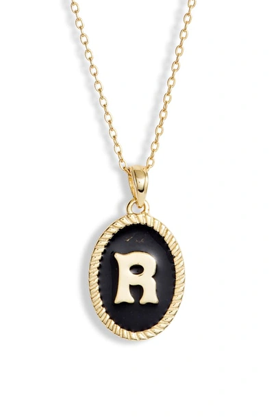 Shop Argento Vivo Initial Black Pendant Necklace In R