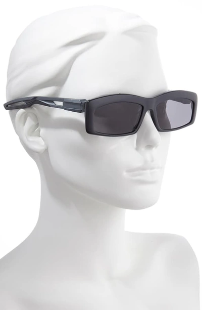 Shop Balenciaga 59mm Rectangular Sunglasses In Shiny Solid Dark Grey/ Grey