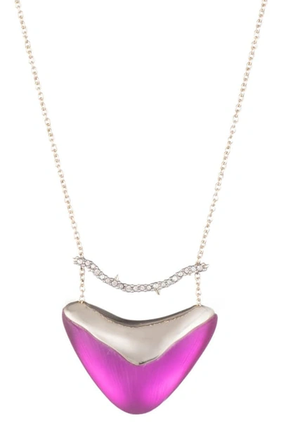 Shop Alexis Bittar Crystal Encrusted Bar & Shield Pendant Necklace In Fuchsia