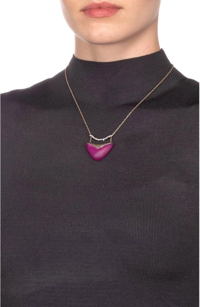 Shop Alexis Bittar Crystal Encrusted Bar & Shield Pendant Necklace In Fuchsia