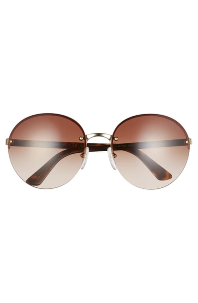 Shop Prada 61mm Rimless Round Sunglasses In Brown/ Gold/ Brown Gradient