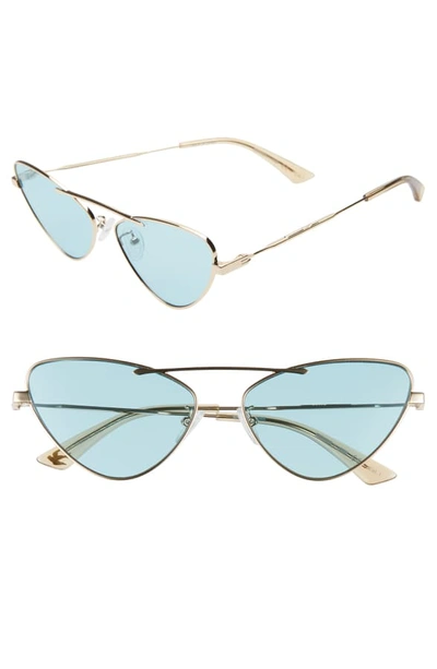 Shop Mcq By Alexander Mcqueen 59mm Cat Eye Sunglasses - Light Gold/ Green