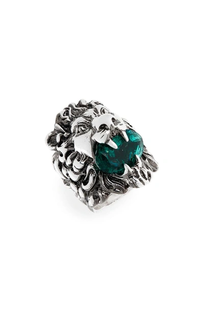 Gucci Lion Head Ring with Crystal