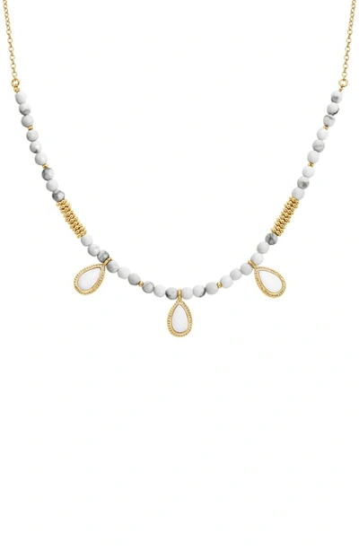 Shop Anna Beck Howlite Frontal Necklace In Gold/ Howlite/ White Agate
