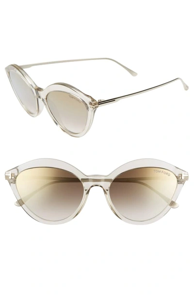 Shop Tom Ford Chloe 57mm Cat Eye Sunglasses In Dove Grey/ Gold/ Brown W Gold