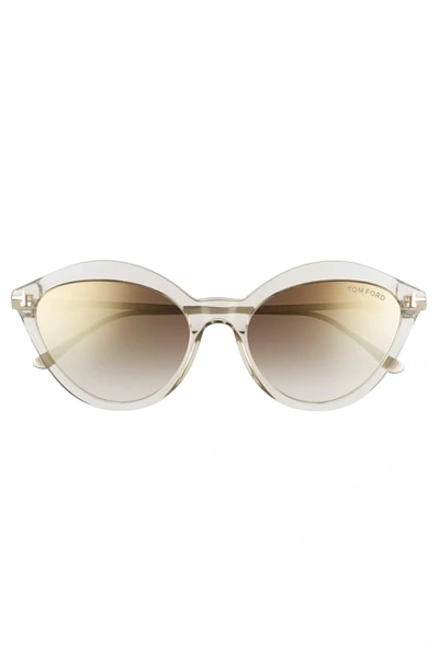 Shop Tom Ford Chloe 57mm Cat Eye Sunglasses In Dove Grey/ Gold/ Brown W Gold