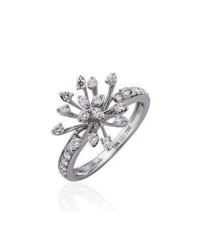 Shop Hueb Luminus 18k White Gold Diamond Stemmed Ring