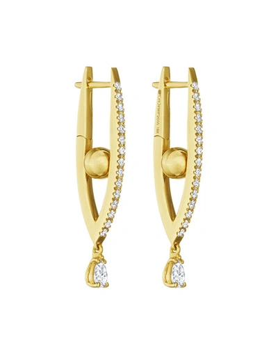 Shop Cadar 18k Gold Small Diamond Marquise Hoop Earrings