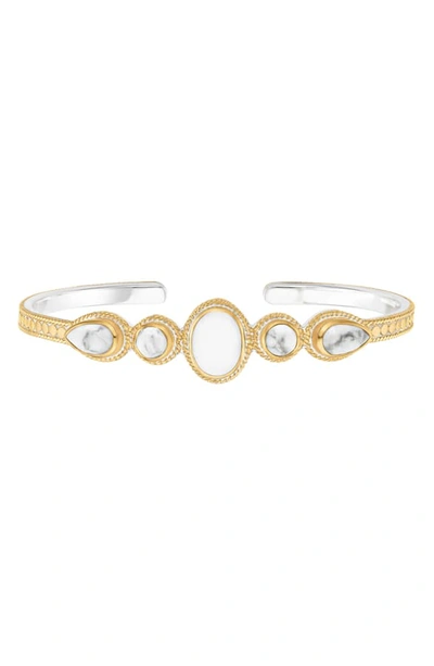 Shop Anna Beck Stone Cuff Bracelet In Gold/ Howlite/ White Agate
