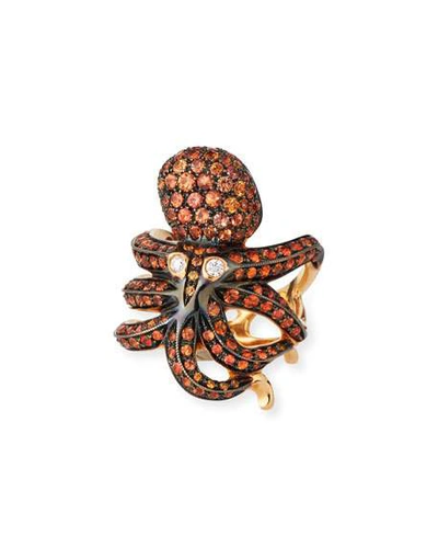 Shop Roberto Coin 18k Rose Gold Orange Sapphire Octopus Ring