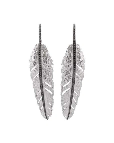 Shop Michael Aram Large Drop Feather Earrings With Black Diamonds