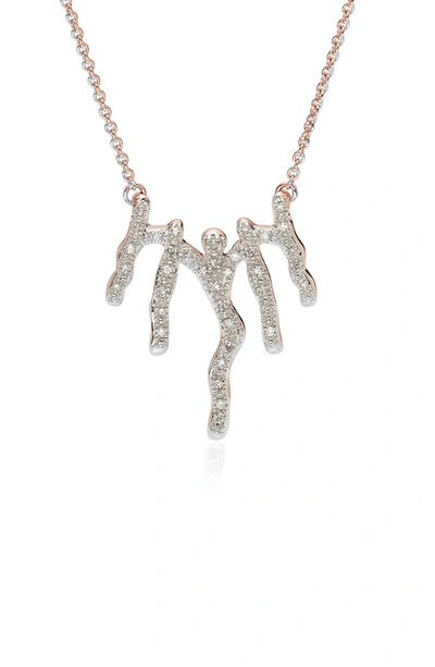 Shop Monica Vinader Riva Waterfall Diamond Necklace In Rose Gold/ Diamond
