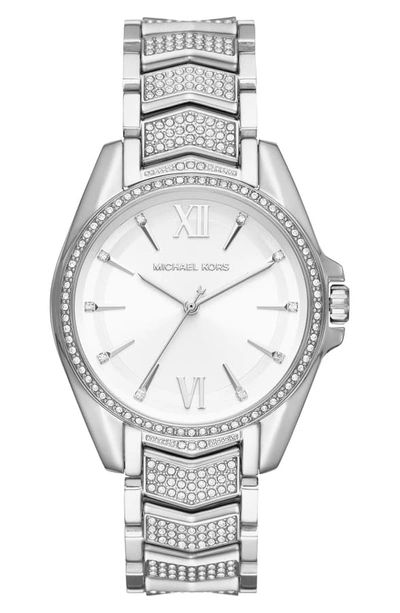 Shop Michael Michael Kors Whitney Bracelet Watch, 38mm In Silver/ White/ Silver