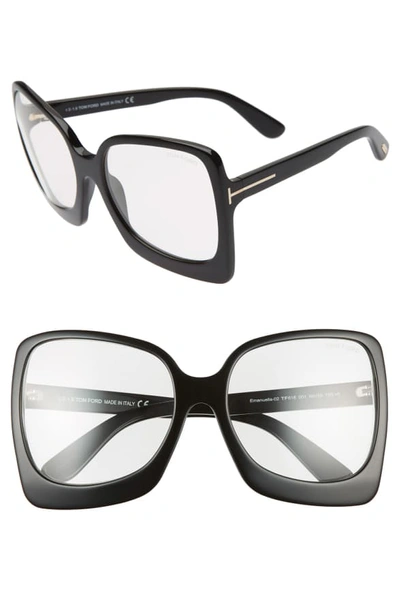 Shop Tom Ford Emanuella Rx-able 60mm Square Sunglasses - Black