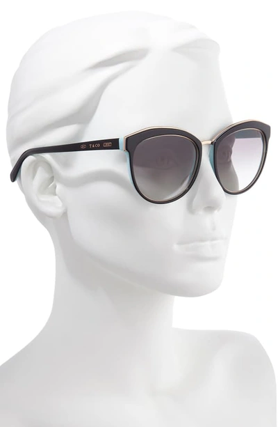 Shop Tiffany & Co 56mm Cat Eye Sunglasses In Blk/gold/blue/blk Grad