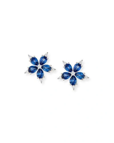 Shop Paul Morelli Small Stellanise Blue Sapphire & Diamond Stud Earrings