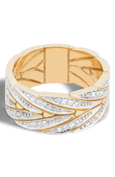 Shop John Hardy Modern Chain 18k Gold & Diamond Band Ring In Gold/ Diamond