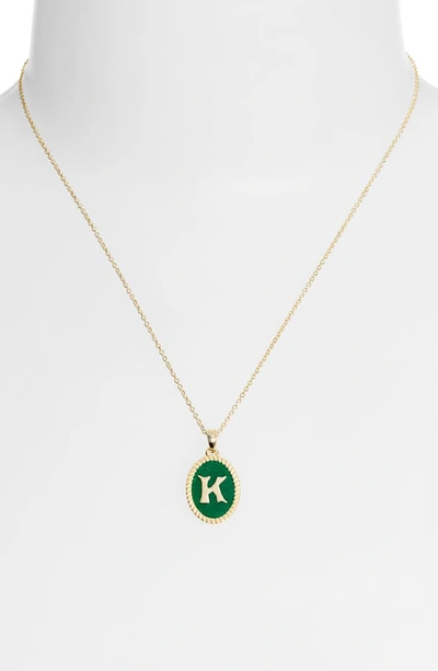 Shop Argento Vivo Initial Green Pendant Necklace In K