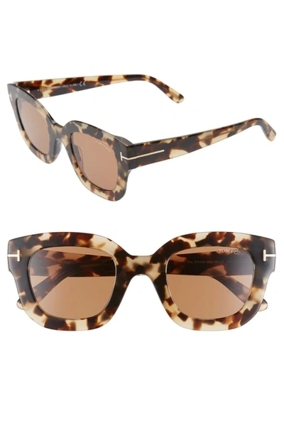 Tom Ford Women's Mirrored Square Sunglasses, 48mm In Dark Havana/brown |  ModeSens