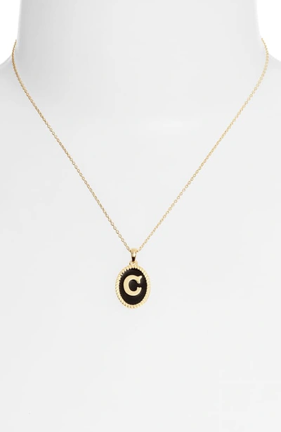 Shop Argento Vivo Initial Black Pendant Necklace In C
