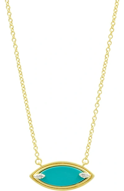 Shop Freida Rothman Fleur Bloom Empire Turquoise Pendant Necklace In Gold/ White/ Turquoise