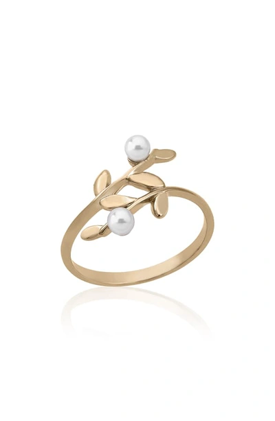 Shop Majorica Simulated Pearl Wraparound Ring In Gold