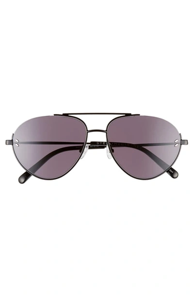 Shop Stella Mccartney 58mm Aviator Sunglasses In Black/ Smoke
