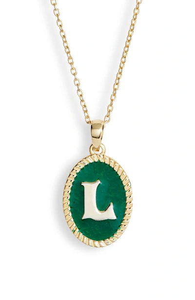 Shop Argento Vivo Initial Green Pendant Necklace In L