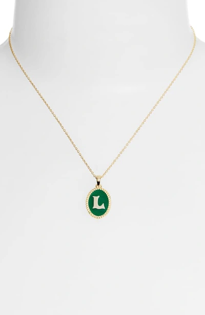 Shop Argento Vivo Initial Green Pendant Necklace In L