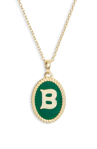 Shop Argento Vivo Initial Green Pendant Necklace In B