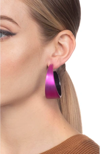 Shop Alexis Bittar Wide Graduated Medium Hoop Earrings In Fuchsia