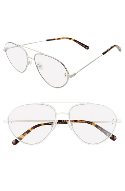Shop Stella Mccartney 58mm Aviator Sunglasses In Varnished White/ Grey