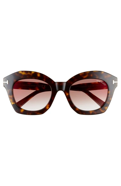 Shop Tom Ford Bardot 53mm Square Sunglasses In Dark Havana/ Gradient Brown