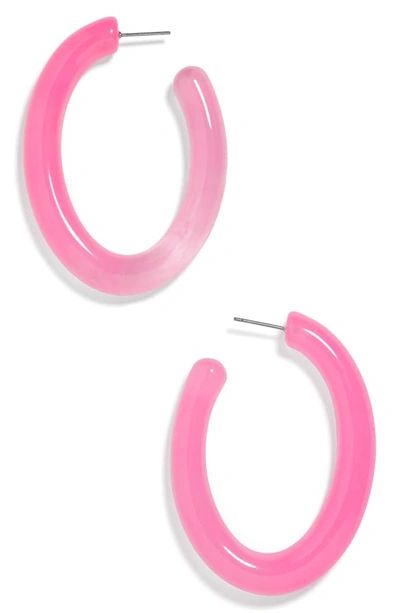 Shop Baublebar Selenne Oval Hoop Earrings In Hot Pink