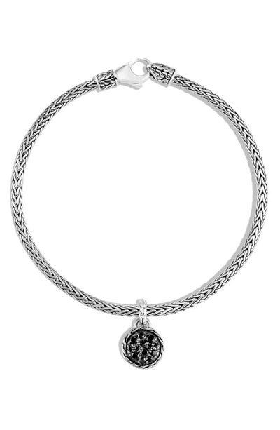 Shop John Hardy Classic Chain Pave Charm Bracelet In Silver/ Black Sapphire