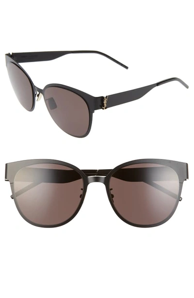Shop Saint Laurent 56mm Sunglasses - Semi Matte Black/ Gold Logo