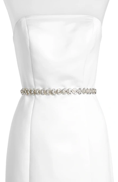 Shop Kate Spade Crystal & Imitation Pearl Belt In Cream/ Crystal/ Nickel