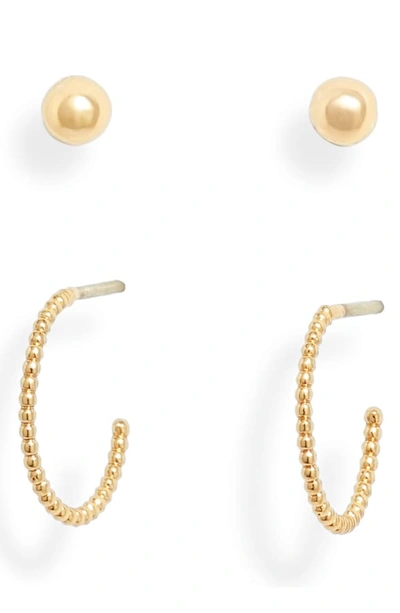 Shop Allsaints Set Of 2 Stud & Huggie Hoop Earrings In Gold