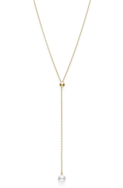 Shop Mikimoto Japan Collections Pearl Lariat Necklace In Yellow Gold/ Pearl