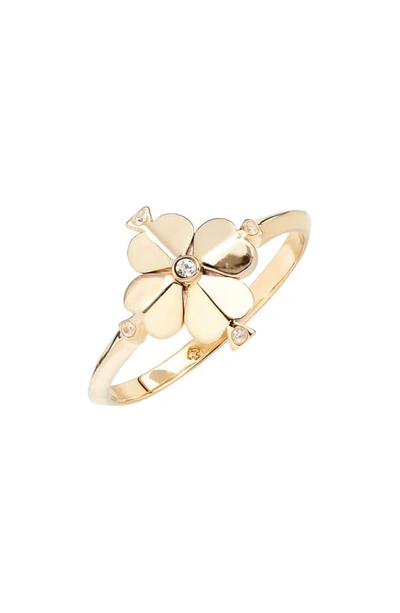 Shop Kate Spade Spade Flower Ring In Clear/ Gold