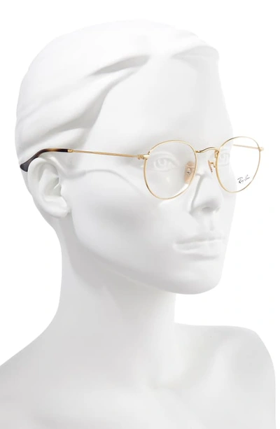 Shop Ray Ban Ray-bay 47mm Round Optical Glasses In Gold/ Clear