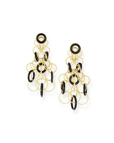 Shop Buccellati Hawaii Onyx Circle Earrings In 18k Gold