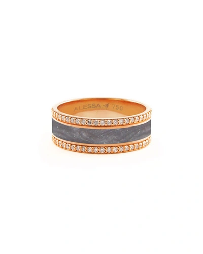 Shop Alessa Jewelry Spectrum Painted 18k Rose Gold Ring W/ Diamond Trim, Gray