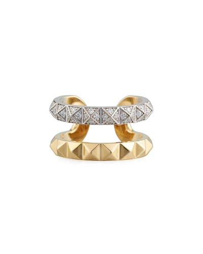 Shop Roberto Coin 18k Rock & Diamond Double-row Ring