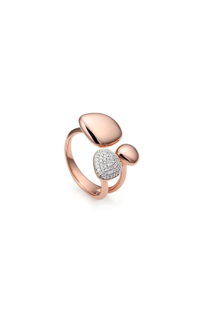 Shop Monica Vinader Nura Pebble Cluster Diamond Ring In Rose Gold/ Diamond