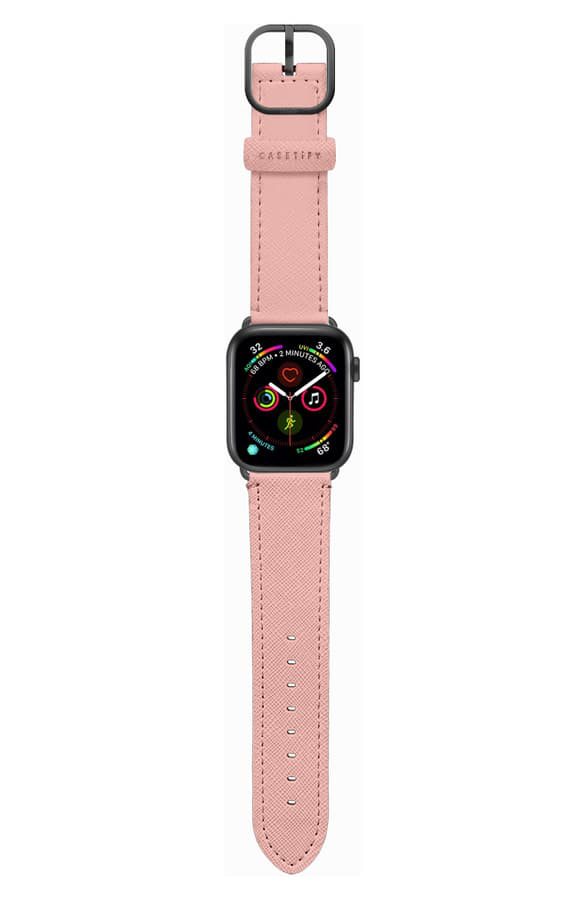 space grey apple watch with pink band