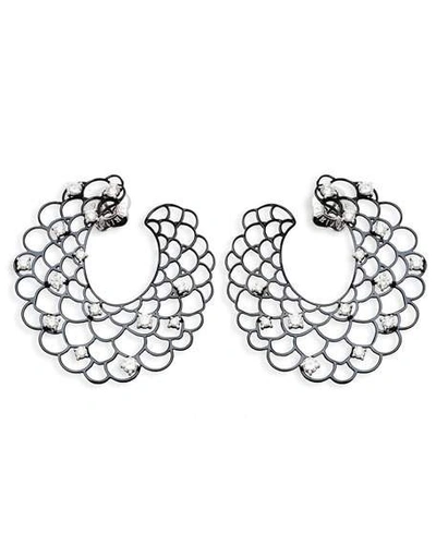 Shop Staurino Fratelli 18k White Gold Open Diamond Crescent Earrings