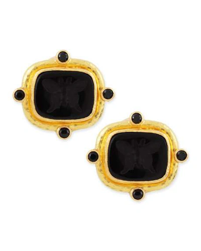 Shop Elizabeth Locke Butterfly Intaglio Clip/post Earrings, Black