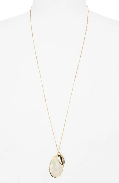 Shop Argento Vivo Long Pendant Necklace In Gold/ Mother Of Pearl